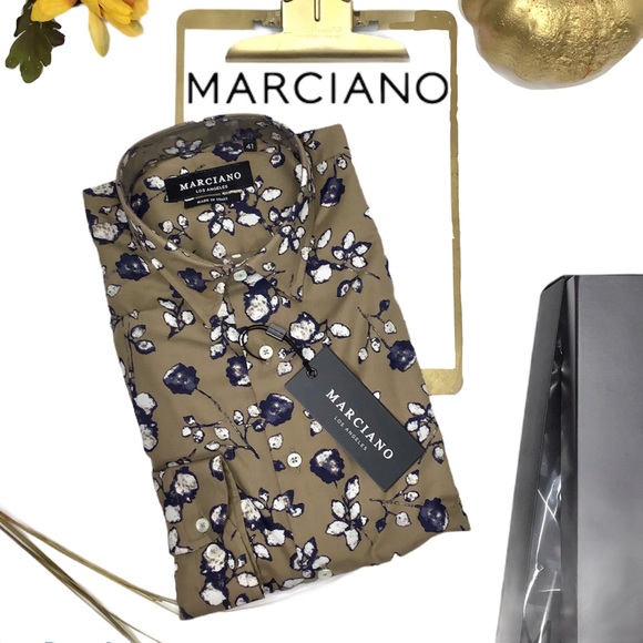 Marciano Guess Floral Cotton Shirt 40/M 41/L - Picture 2 of 16